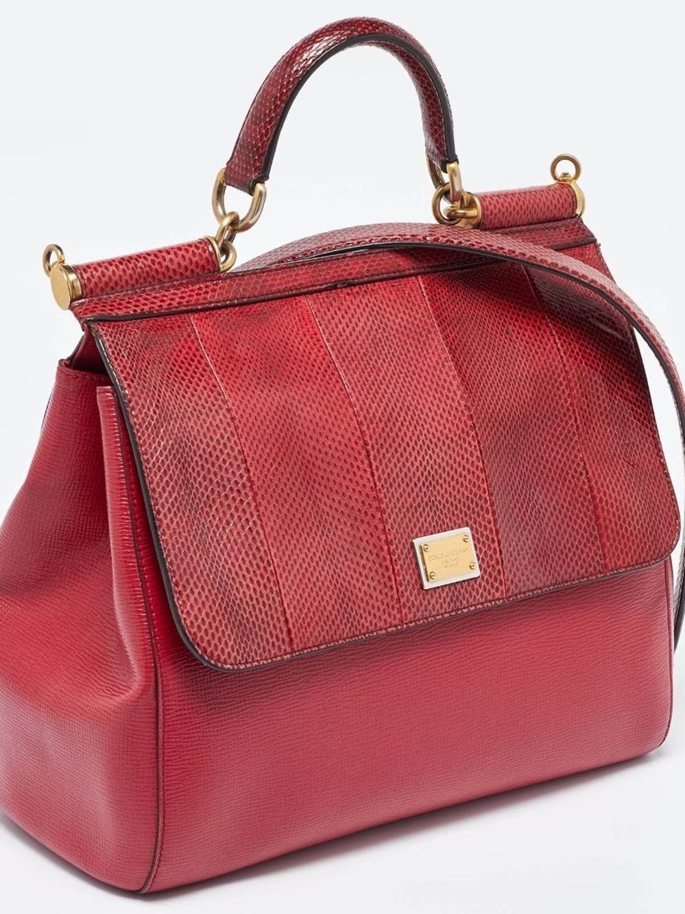 Exotic Snake DOLCE & GABBANA Large Sicily Bag | Red Python & Leather | Rare - Picture 2 of 10